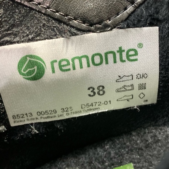 Women's REMONTE Black Leather FLORAL Equestrian RED HEEL Ankle BOOTS Booties 38 - Picture 7 of 8